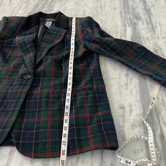 Sag Harbor Vintage Plaid Suit Jacket Blazer Metallic Holiday Woman Size 8 - Picture 9 of 12